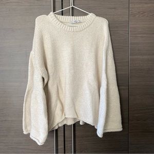 Zara White Bell Sleeve Sweater